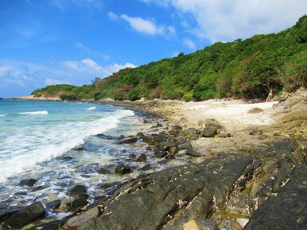 Con Dao beach with clear water and undeveloped coastline