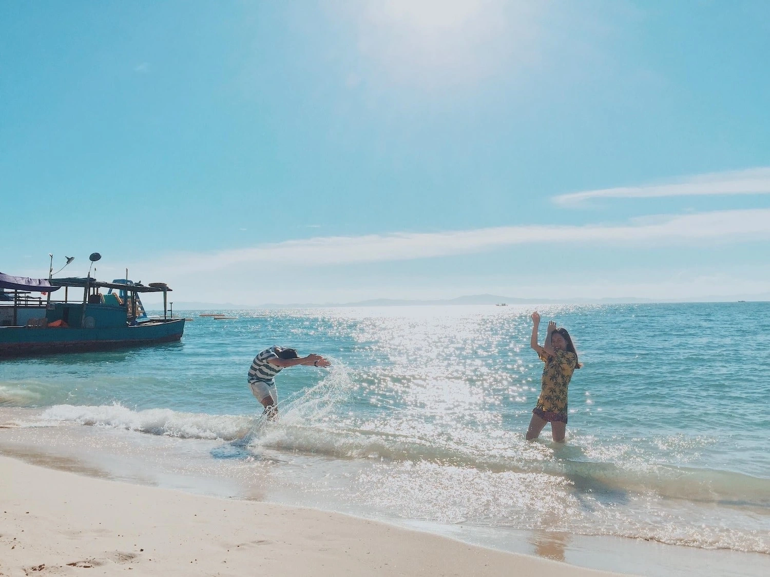 Minh Chau Beach white sand on Quan Lan Island Vietnam
