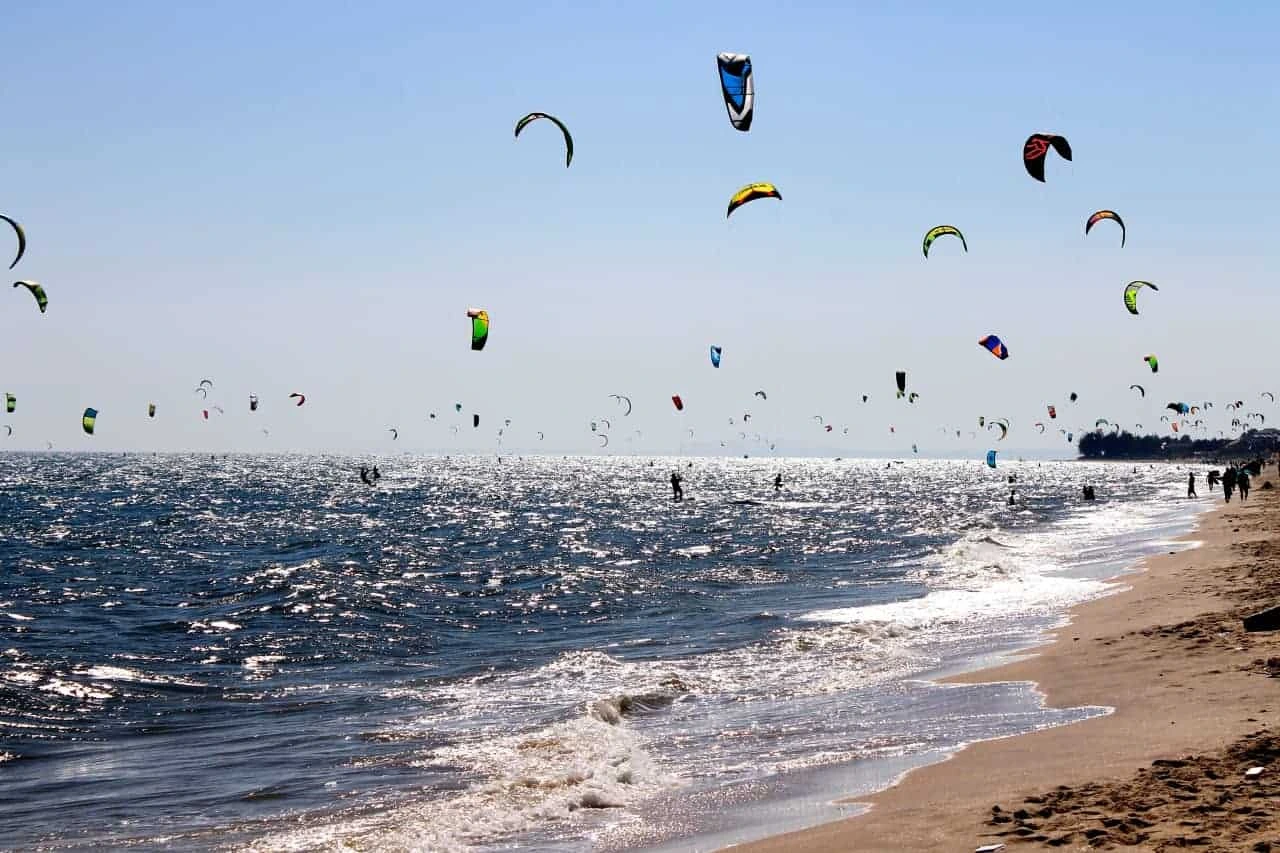Mui Ne beach with kitesurfing conditions and windy coastline