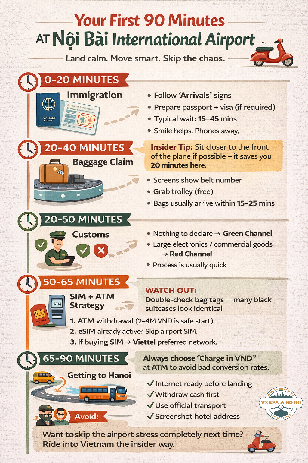 Vespa A Go Go guide on first 90 minutes in Noi Bai International Airport