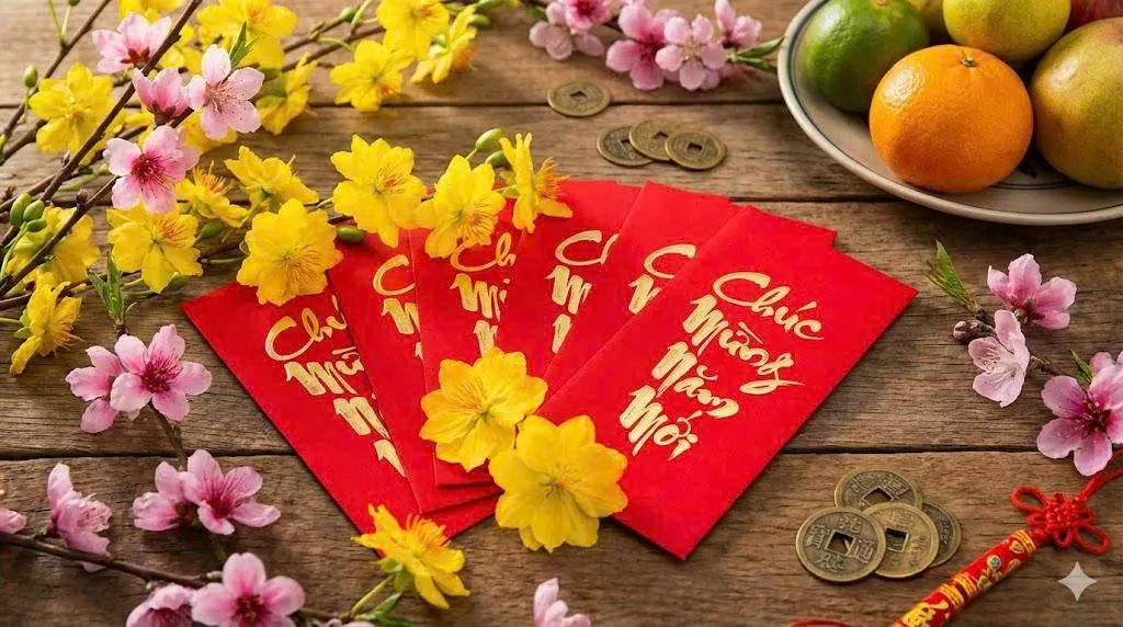 The color red and the Tet flowers