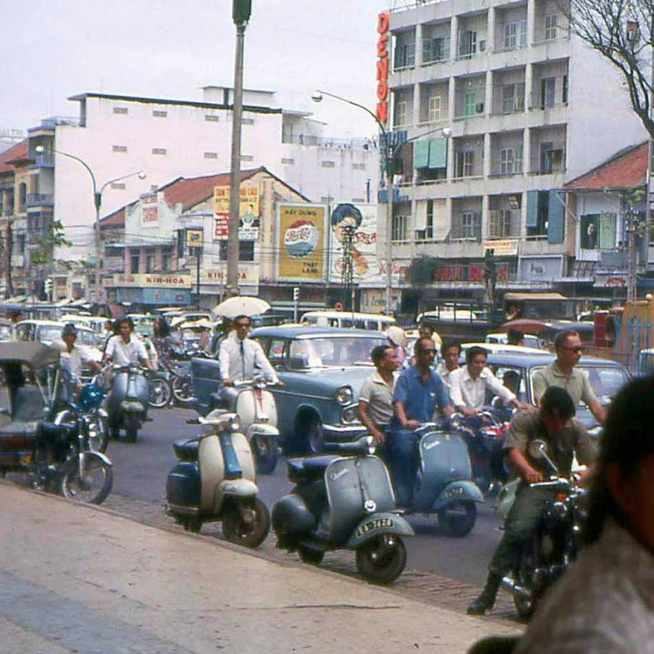Vespa scooters a fashionable style at the time
