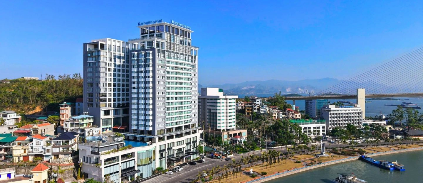 Wyndham Legend Halong Hotel waterfront view Ha Long Bay Vietnam