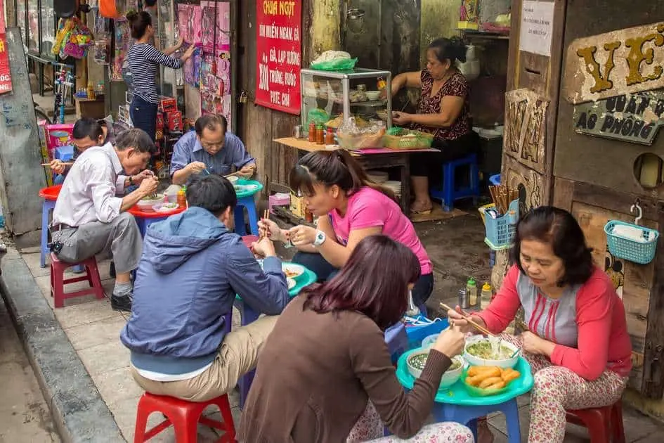 breakfast food Vietnam street in the early morning