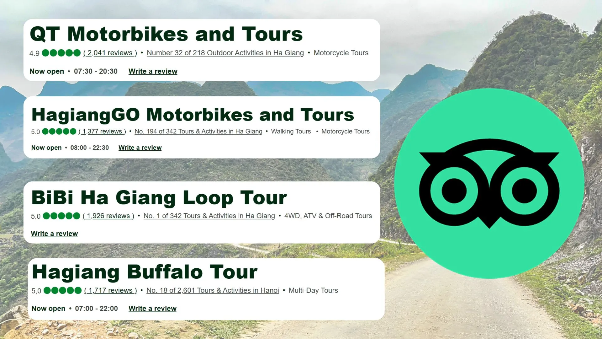 compare 4 best tour in Tripadvisor
