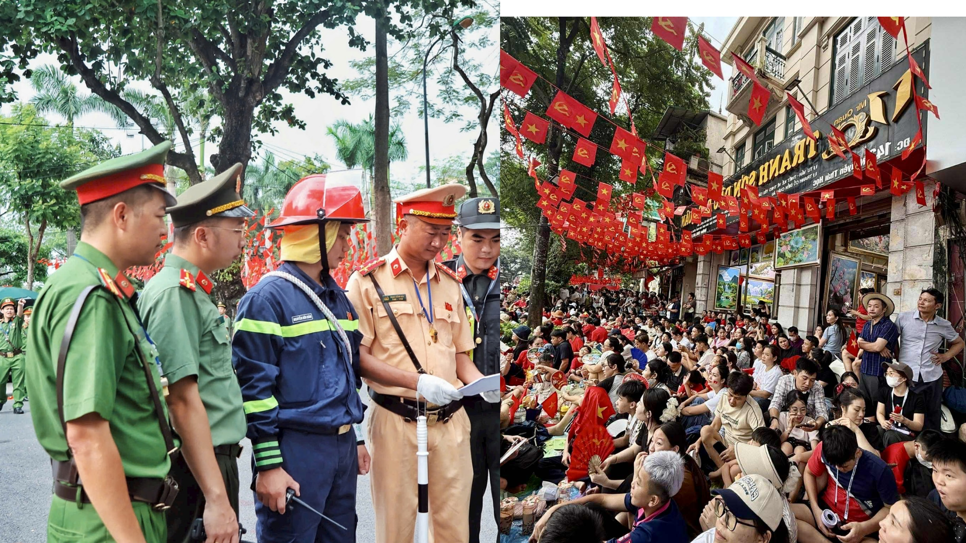 Crowds and security forces everywhere in Hanoi