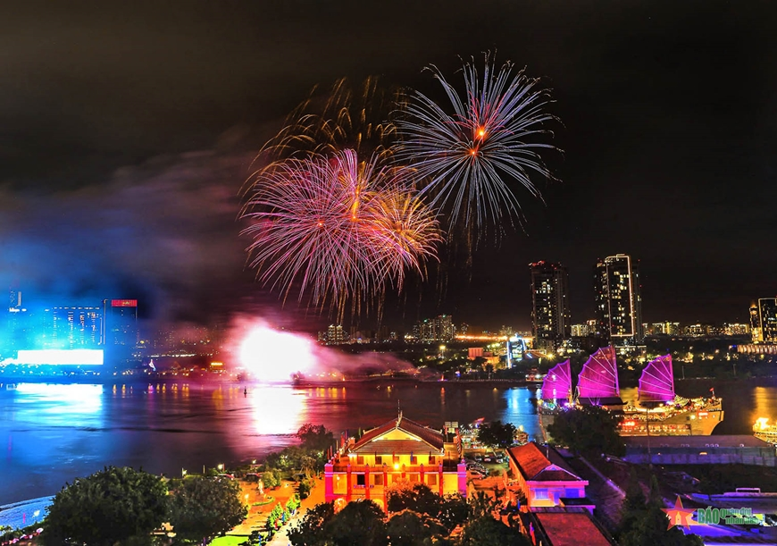 Beautiful display of fireworks during Lunar New Year