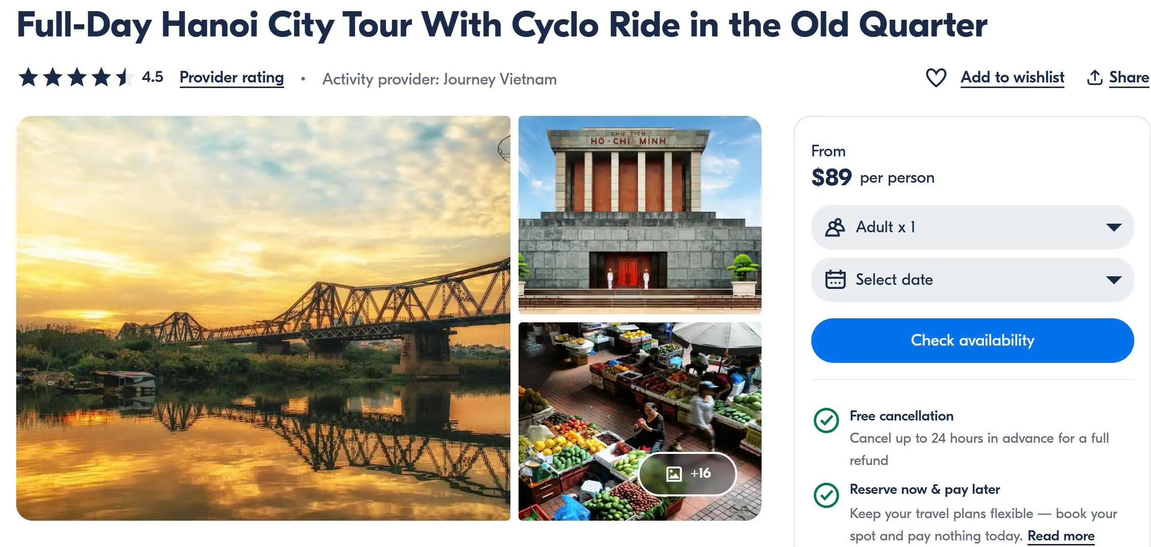 GetYourGuide (Full-Day City Tour) Hanoi Cyclo tour