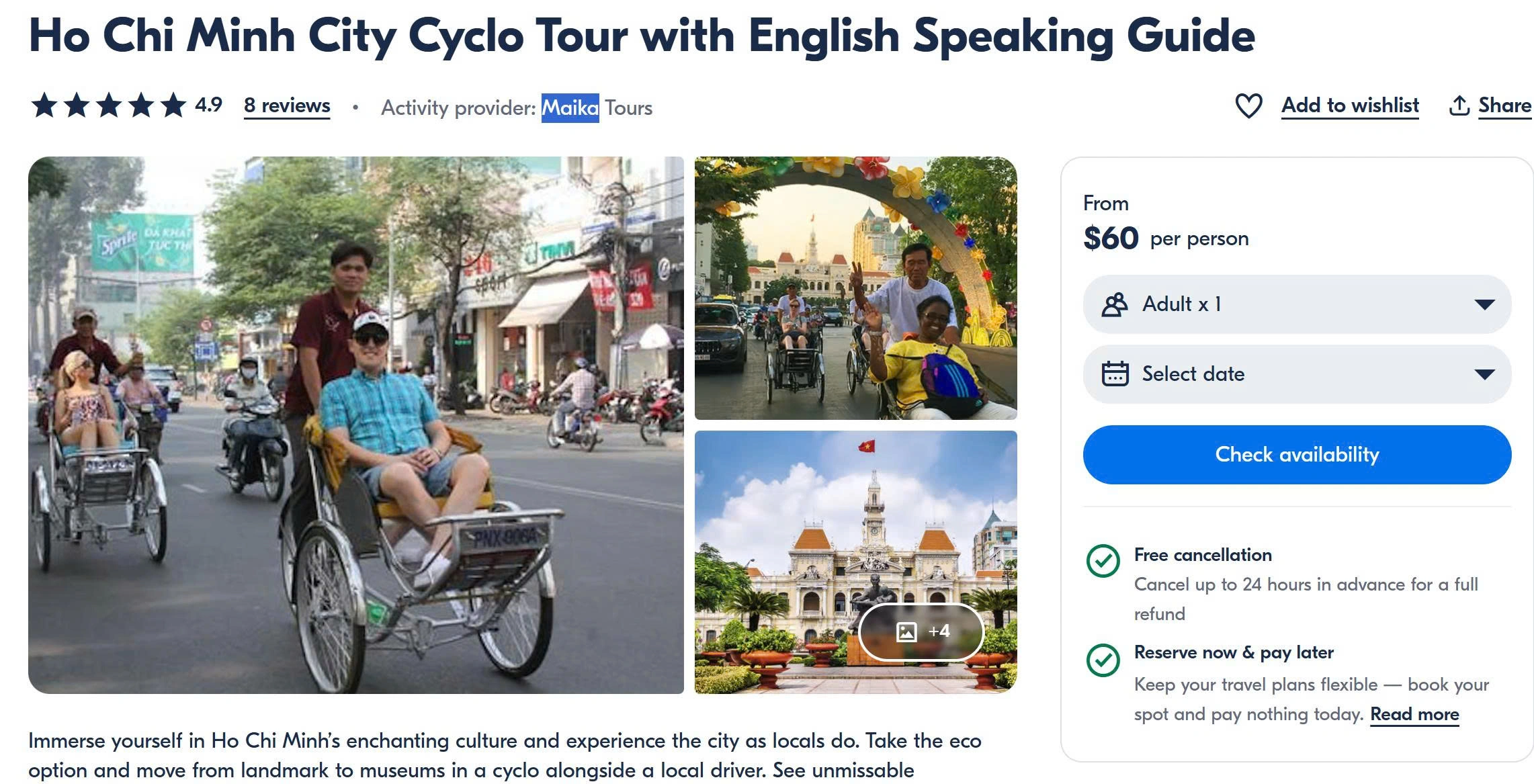 GetYourGuide Ho Chi Minh Cyclo