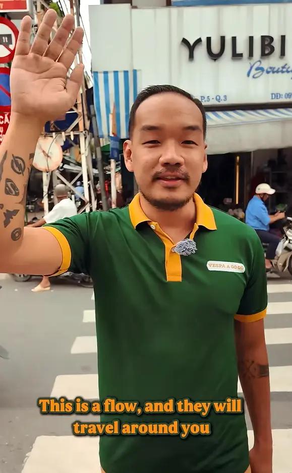 motorbikes will naturally flow around you moving forward