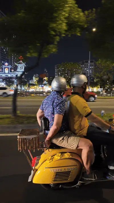 gradually angle your scooter left in Vietnam