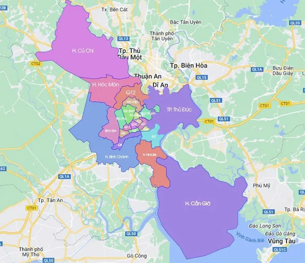 map Ho Chi Minh city before merge