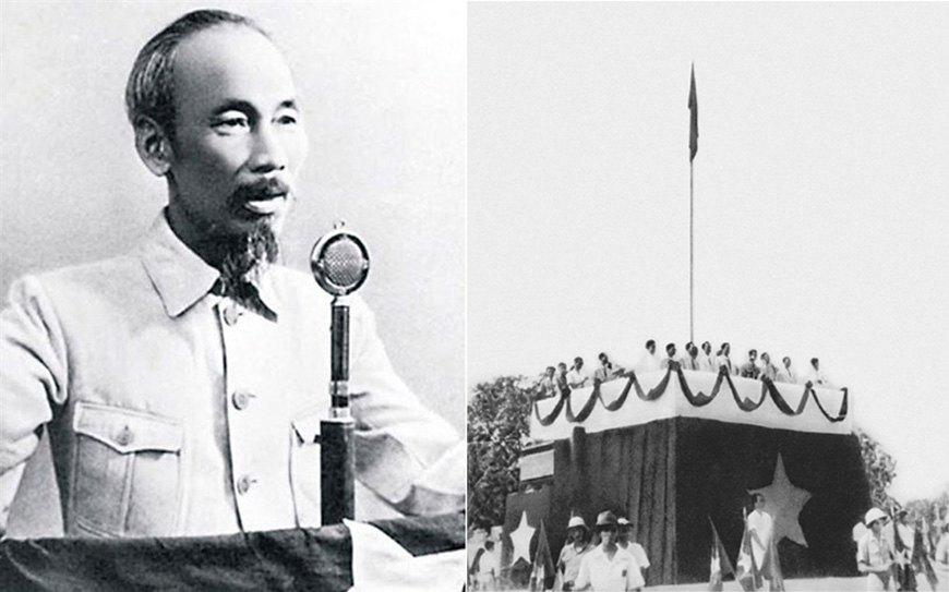 President Ho Chi Minh reading the Declaration of Independence at Ba Dinh Square