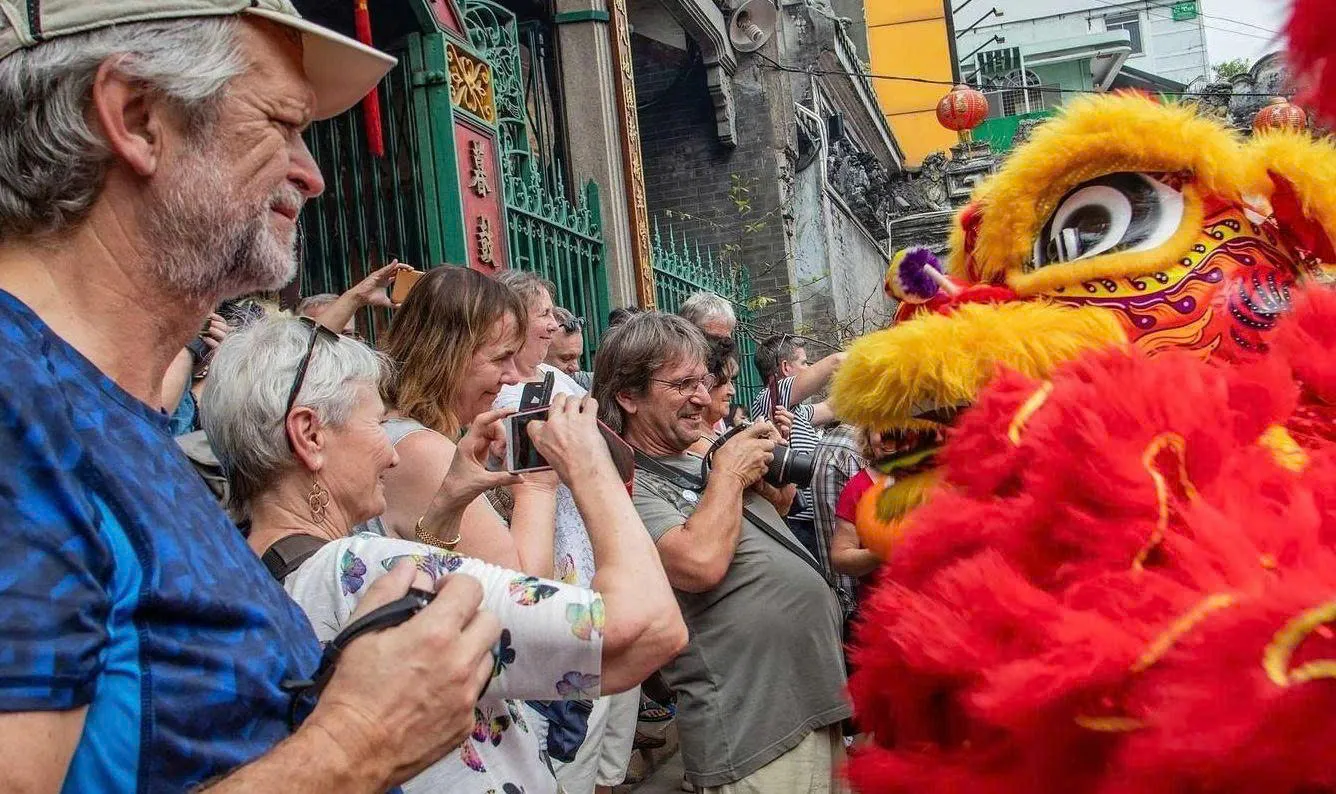 Tourists enjoying the Mid-Autumn Festival in Vietnam