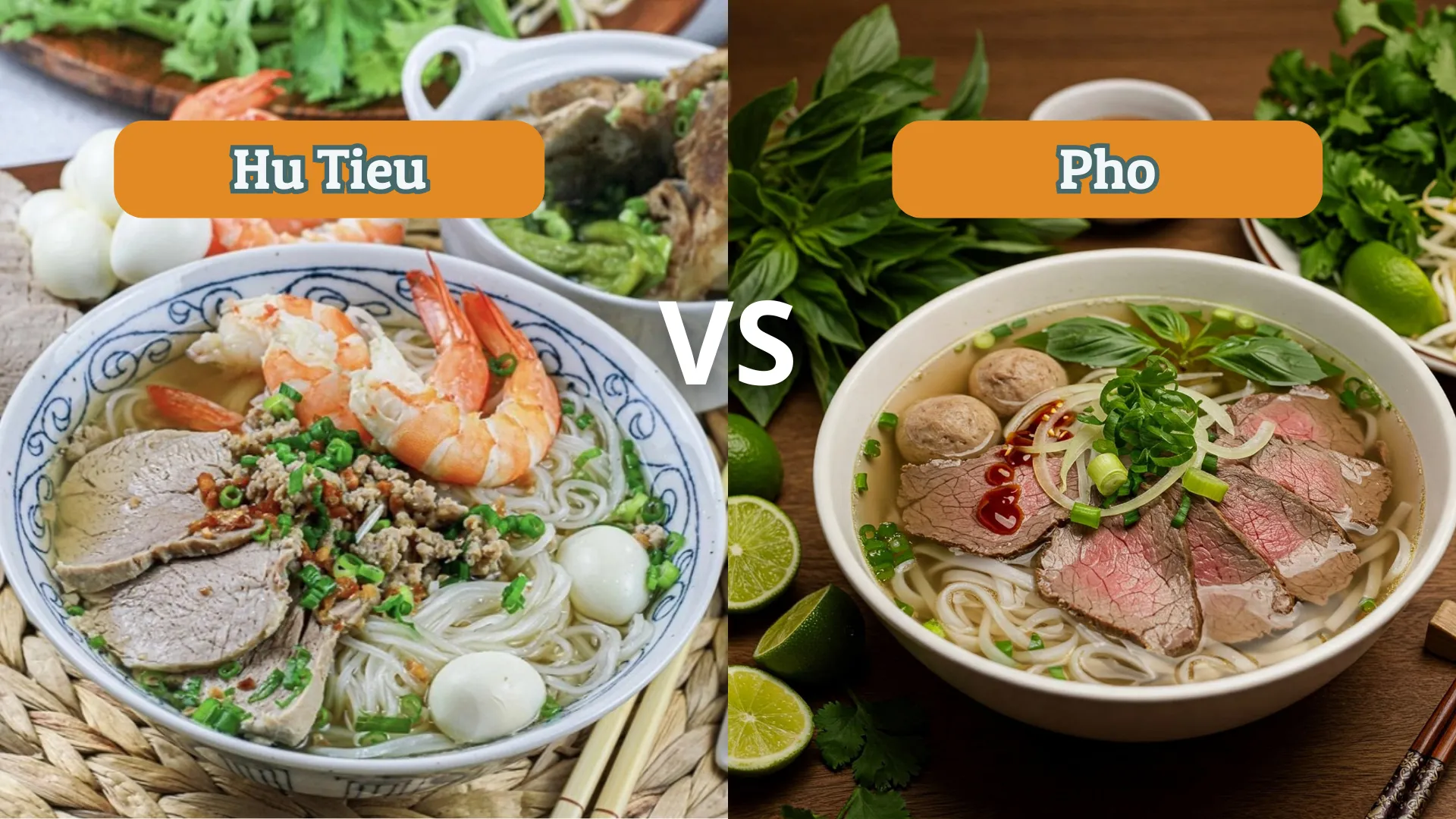 The difference between hu tieu and pho