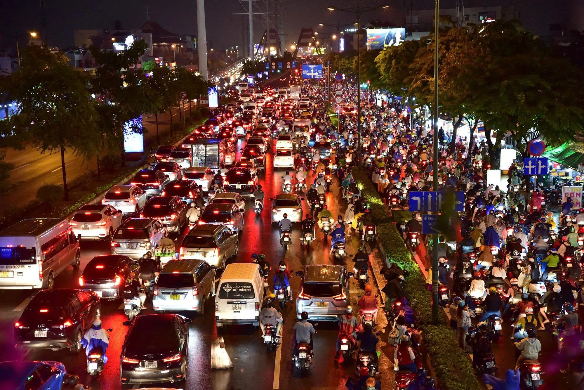 Traffic in Saigon on Ho Chi Minh city new year
