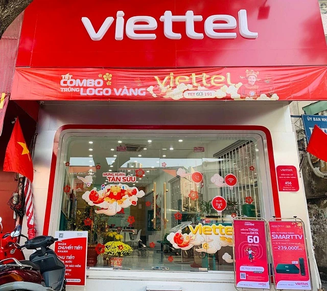 buy eSIM at Viettel official store - air-conditioned, glass door